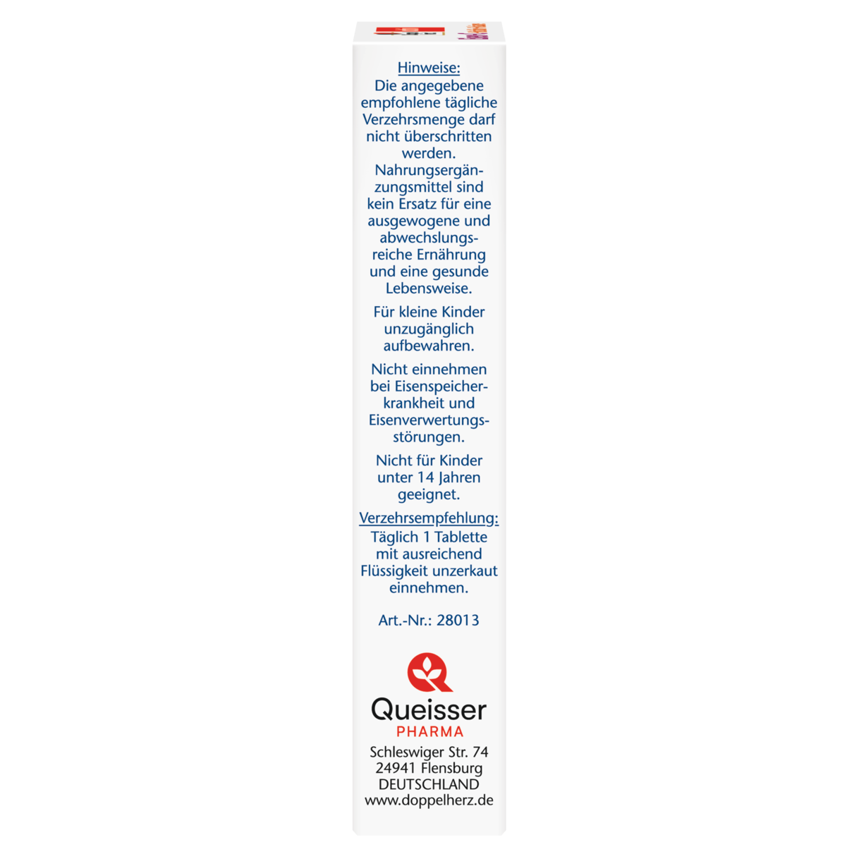 Illustration of the product packaging Доппельгерц актив Железо + C  side view left
